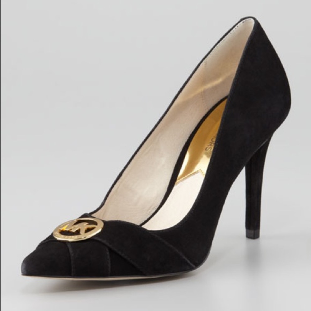 Michael Michael Kors gold emblem heels